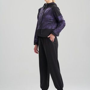 Josie Natori - Black and Purple Interlocked Hooded Jacket